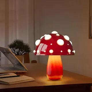 LED Pilz Tischlampe Kabellos Dimmbar Mit USB-Aufladung - Touch Nachttischlampe Mushroom Moderne Deko Nachtlicht Schreibtischlampe Für Schlafzimmer Wohnzimmer Kinderzimmer, B