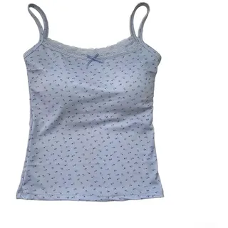 Drivstraw Damen Floral Lace Camisole Tank Top mit integrierten Pads Slim Sleeveless Neckholder Weste für Sommer Casual Daily Wear Fashion Ladylike (Blau)
