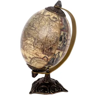 Brillibrum Design Antikglobus Weltkugel Globus Echtes Straußenei Globus Dekoration Standfigur Erde Globusei Afrik Big 5 Landkarte Antik Deko Straußenei Figur (Variante 2)