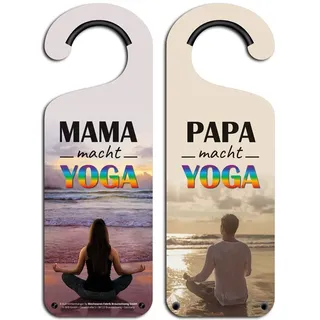 Kult-Klinkenhänger Türhänger Doorhanger - MAMA/PAPA MACHT YOGA - KL14 Türschild Blechschild