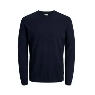 Jack & Jones Herren V-Ausschnitt Pullover JJEBASIC KNIT V-NECK Blau S