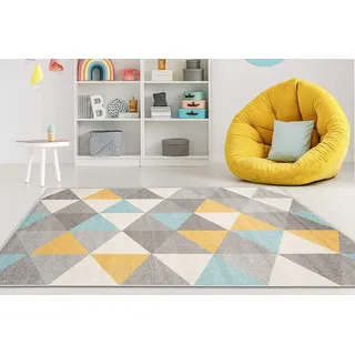 Mazovia Teppich LAZUR_Geometric, 300x400, Geometrisch, Modern, Kurzflor, Gemustert gelb|grau 300x400