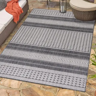 Carpetsale24 In & Outdoor Teppich Wetterfest Skandinavischer Design Beige 120 x 170 cm - Waschbarer Küchenteppich Wesserfest Flachgewebe Teppiche für Balkon Terrasse Küche Wohnzimmer