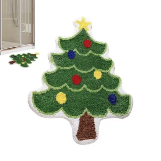 Weihnachts Teppich | Weihnachtsbaum Santa Fußmatte Deko - 40 X 60 Zentimeter Saugfähig Rutschfest Waschbar Teppich Für Innen Außen Eingang Badezimmer Küche Wohnzimmer Schlafzimmer Home Decor