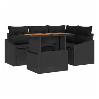 vidaXL Garten-Esszimmer-Set 5-tlg. Schwarz