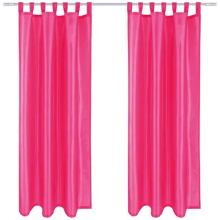 arsvita 2er Pack Gardine Blickdicht Alessia mit Schlaufen 140x175cm pink