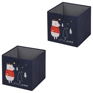 IDIMEX Faltbox Bear-2, Aufbewahrungsbox Ordnungsbox Stoffbox Regalbox, im 2er Pack, mit Motivdruck Bär