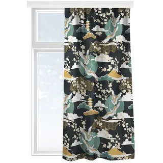 Bilderdepot24 Vorhang Gardine Orientalisch Tiere Asiatisches Muster Kranichen Türvorhang (1 St), Multifunktionsband, blickdicht, Samt, Schiebegardinen Küche Schlafzimmer Wohnzimmer Schiebevorhang bunt 130 cm x 275 cm