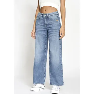 Weite Jeans GANG "94CARLOTTA", Damen, Gr. 29, N-Gr, blau (summer wash), Denim/Jeans, Obermaterial: 88% Baumwolle, 8% Elastomultiester, 4% Elasthan, weit bodenlang, Jeans, weiter Fit im bodenlangen Palazzo-Style
