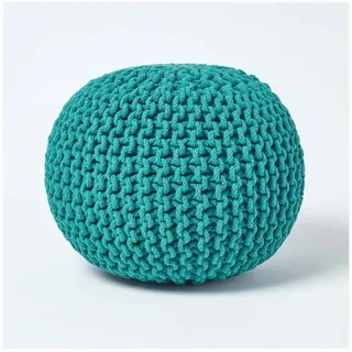 Homescapes Pouf Strickpouf 35 x 40 cm Petrol