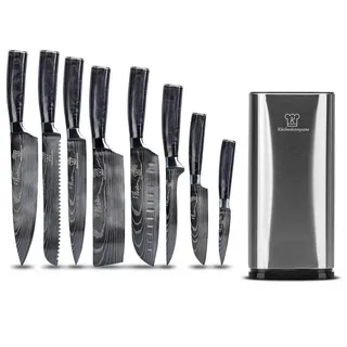 Küchenkompane Messer-Set Küchenkompane 9-tlg. Profi-Messerset inkl. Messerblock Nōburu (9-tlg) grau|silberfarben