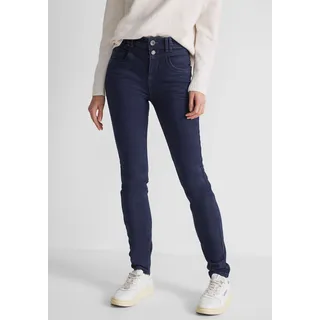 Slim-fit-Jeans STREET ONE Gr. 32, Länge 30, blau (clean indigo wash) Damen Jeans Röhrenjeans im Fünf-Pocket-Stil