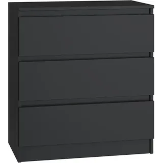 Cdf Kommode Malwa M3 Farbe: Schwarz Schrank Für Dokumente, Kleinigkeiten Ideal Für Wohnzimmer, Schlafzimmer, Kinderzimmer, Jugendzimmer Und Büro 3 Geräumige Schubladen Nachttisch
