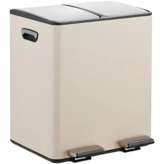 Relaxdays Mülleimer 15 l Beige/Silber