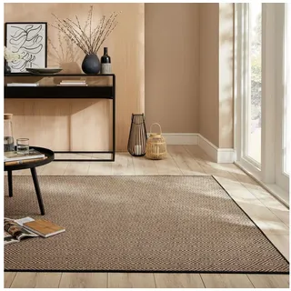 FLAIR RUGS Teppich Jute Diamond, handgewebt, Handweb Teppiche, rechteckig, Höhe: 4 mm, 100% Jute, schöne Sisaloptik, Wohnzimmer, Schlafzimmer, Esszimmer schwarz 200 cm x 290 cm x 4 mm