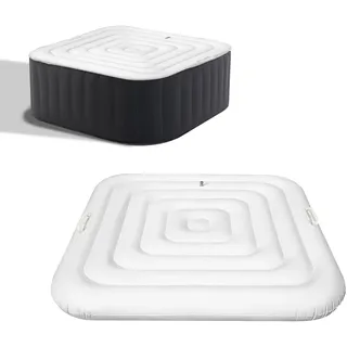 Aufblasbare Abdeckung Whirlpool,Whirlpool Thermoabdeckung Mit Griffen und Inflations Deflationsventil,Universelle Aufblasbare Poolabdeckung Winddicht Schneebedeckter Whirlpools-Deckel (Quad, 140cm)