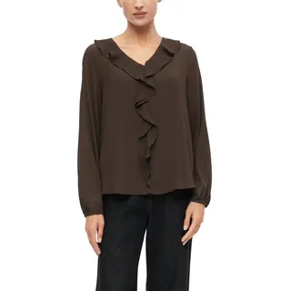 s.Oliver Crêpe-Bluse mit Volants Braun 42