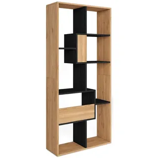 SKRAUT HOME Bücherregal 67 x 31 x 162 cm Eiche Schwarz