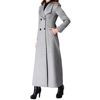 PLAER Winter Damen High-End-Mode Kaschmir Langer Wollmantel, Farbe: Grau, 38 - 38