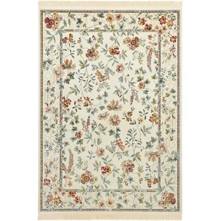 Teppich NOURISTAN "Orient Flowers" Teppiche Gr. B/L: 95 cm x 140 cm, 5 mm, 1 St., beige (creme) Fransenteppich Orientalische Muster Orientalisch mit Fransen, Orient, Wohnzimmer, Schlafzimmer, Esszimmer
