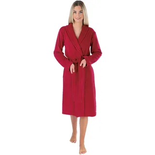 Damenbademantel WEWO FASHION "4030" Gr. XS, rot (bordeaux), L:110cm in Gr. XS, Leichtfrottier, Hausmäntel, leicht und weich