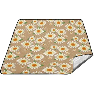 YOUJUNER Picknickdecke 200x200cm, Blumen-Gänseblümchen-Blume groß wasserdicht Campingdecke faltbar Strandmatte Picknick-Matte für Park, Garten, Strand Outdoor