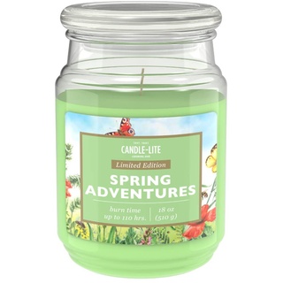 Candle-Lite Duftkerze im Glas mit Deckel | Spring Adventures | Duftkerze Frühling | Kerzen lange Brenndauer (bis 110h) | Kerzen Grün | Duftkerze Groß (510g)