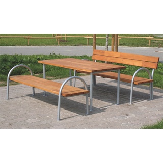 Gartenbank Duluth - 3-Sitzer ohne Lehne für die Terrasse aus Metall und Robinie - 200 cm