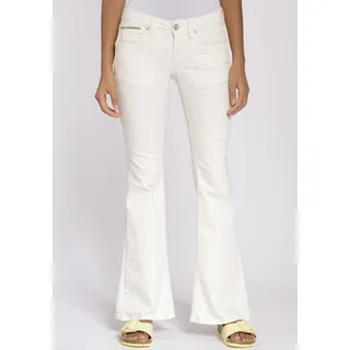Bootcut-Jeans GANG "94NIKITA FLARED" Gr. 32, N-Gr, weiß (offwhite) Damen Jeans Bootcut 5-Pocket Style mit Zipper an der Coinpocket
