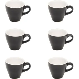 Gastro Spirit - 6er Espresso-Tassen Set - Schwarz, 90 ml, Porzellan, dickwandig, spülmaschinenfest, italienisches Design - 6-teiliges Kaffee-Tassen Set