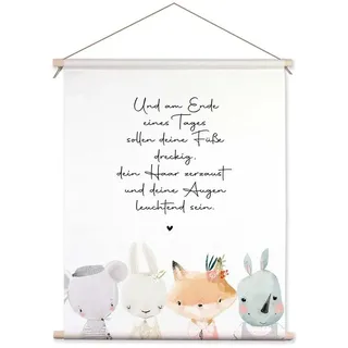 artissimo Bild Kinderzimmer 40x50 cm PE6614-TP – Und am Ende eines Tages, Stoff-Poster mit Spruch, Wanddeko für Jungen & Mädchen