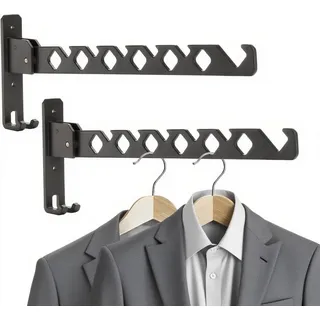 Coloch 2 Stück Klappbar Kleiderhaken aus Metall, 340 x25 mm Wand Kleiderständer, Faltbarer Kleider Organizer, robuster Kleiderlüfter für Waschküche, Schrank, Schlafzimmer, Inne, Außenbereich