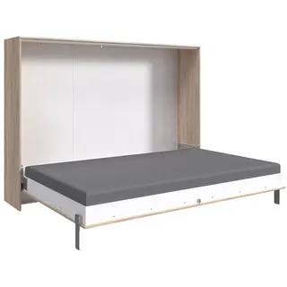 Lomadox Schrankbett JOKSI-43 Eiche sägerau Jugendbett Gästebett Klappbett 212/154/43 cm braun