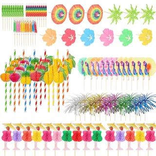 120 Stück Cocktail Deko, 3D Papier Cocktail Schirmchen, Cocktails Zubehör | Cocktail Strohhalme Gemischte Farben, Vielseitig Einsetzbar Cocktails Dekoration für Strand Party Essen Getränke Dekorationen