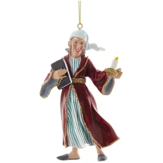 The Bridge Collection: Ebenezer Scrooge im Bademantel Ornament - Weihnachtsschmuck aus Harz mit Glitzerakzenten - Traditionell - Blau mit Gold- oder Silberakzenten - 12,7 cm hoch