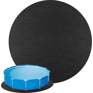 Gusengo Schwimmbecken Matte, Pool Bodenplane, Oberirdische Pool-Schutzmatte, Rechteckig/Rund Schwimmbadmatte Faltbarer Boden-Poolmatte Für Aufstellpools, Bis Ø 400cm, UV-Stabil & Reißfest, Schwarz