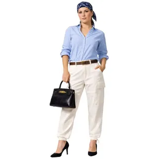Polo Ralph Lauren Cargohose Damen Utility Hose Seiden-Leinen Slim fit luxuriöse Materialien mit einem modernen Utility-Design weiß M