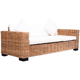 vidaXL 3-Sitzer Gartensofa Natürliches Rattan