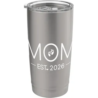 Mama Est 2026 Neue Mutter passt zur werdenden Schwangeren 2026 Doppelwandiger Edelstahl-Thermobecher