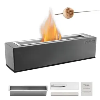 Feuerstelle, 380 X 100 X 135 Mm, Tischkamin Aus Beton, Feuerkorb, Feuerschale Für Reinigungsalkohol, Smores-maker, Für Terrasse & Balkon Mit Feuerlöscherabdeckung, Quadratisch, Hellgrau