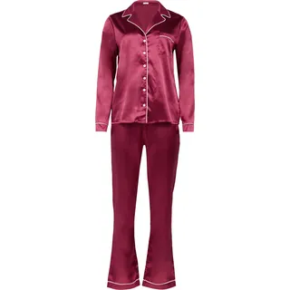 Pyjama in Satin-Optik mit zusätzlicher Schlafmaske - rot - 38