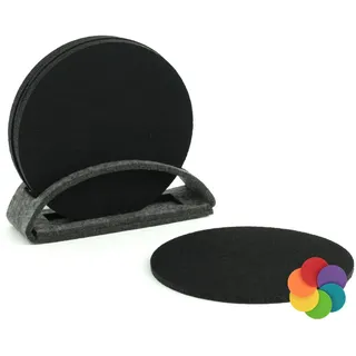 BIASTO Getränkeuntersetzer 6er Set Dunkelgrau melierte Filz-Untersetzer 10cm + Aufbewahrung, Zubehör für Gläser, Vasen, Tassen, Teller, Tische, Gläser, Weingläser, Cocktails, Flaschen, Schalen, Tischdeko, Set, Abmessung BxHxT: ca. 10x10x4cm, Hergestellt in Deutschland grau