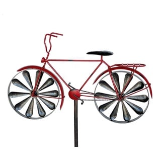 DanDiBo Gartenstecker Gartenstecker Metall Fahrrad XL 160 cm Rot 96100 Shabby Windspiel Windrad Wetterfest Gartendeko Garten Gartenstab Bodenstecker