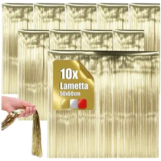 com-four® 10x Lametta - Goldfarbene Lametta Girlande für Weihnachten - Christbaumschmuck für den Tannenbaum - Lametta-Vorhang mit glatten Fäden (goldfarben - 10 Stück)