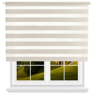 WellHome - Polyester Tag/Nacht Rollo 180 x 110cm (Breite x Höhe) Leinenoptik