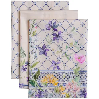 Maison d'Hermine Küchenhandtuch 100% Baumwolle (50 cm x 70 cm, Set von 3) | Küchenhandtücher Tischgeschirrtücher zum Muttertagsgeschenke Reinigen Buffetpartys Hochzeiten Frühling/Sommer - Faience