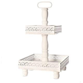Melko Etagere 51CM Metall weiß 2 Ablagen Shabby Chic Korbetagere Party Standetagere Ho