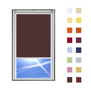 Dachfensterrollo guenstig nach Maß, Stoff Polyester, Farbe braun, mit Kassette oder als Springrollo, weitere 120 Farben im Shop