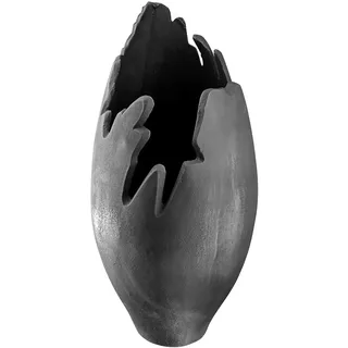 Casablanca by Gilde Gilde Dekovase Vulkano Flame, aus Aluminium, nicht wasserdicht (1 St), mit Filzgleitern, nur für Dekozwecke geeignet silberfarben Ø 17 cm x 33 cm
