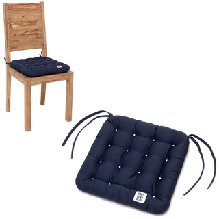 HAVE A SEAT Living - Sitzkissen 40x40 cm (2 St.) - Bequemes Stuhlkissen - Orthopädische Sitzauflage - Indoor/Outdoor, Waschbar bis 95°C (Marine Blau, 2er Set - 40x40 cm)